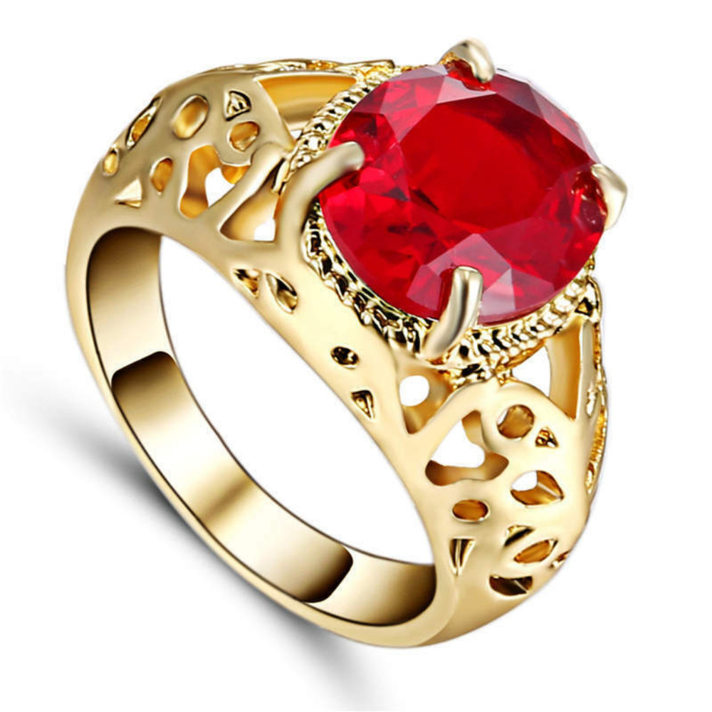 10kt yellow gold filled Red Ruby wedding ring